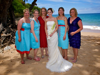 Bride, bridesmaids, moms